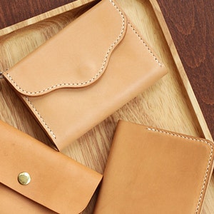 Cartera/tarjetero de piel curtida vegetal 100 % cosida a mano imagen 7