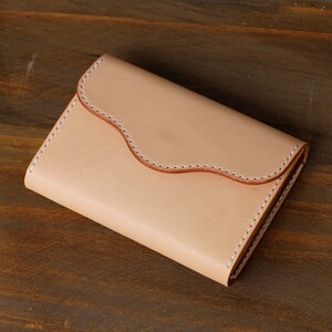Cartera/tarjetero de piel curtida vegetal 100 % cosida a mano imagen 4