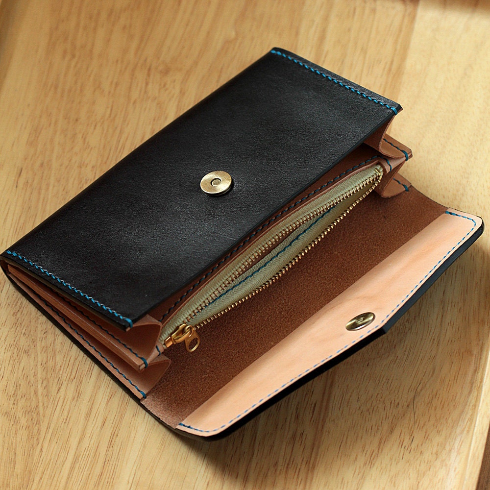 100 Handstitched Vegetable Tanned Leather Zip Leather Case Etsy