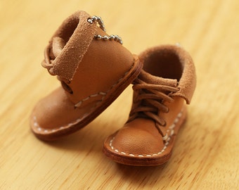 100% Hand-stitched Vegetable Tanned Leather Cute Boot Keychain Accessory