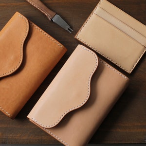 Cartera/tarjetero de piel curtida vegetal 100 % cosida a mano imagen 5