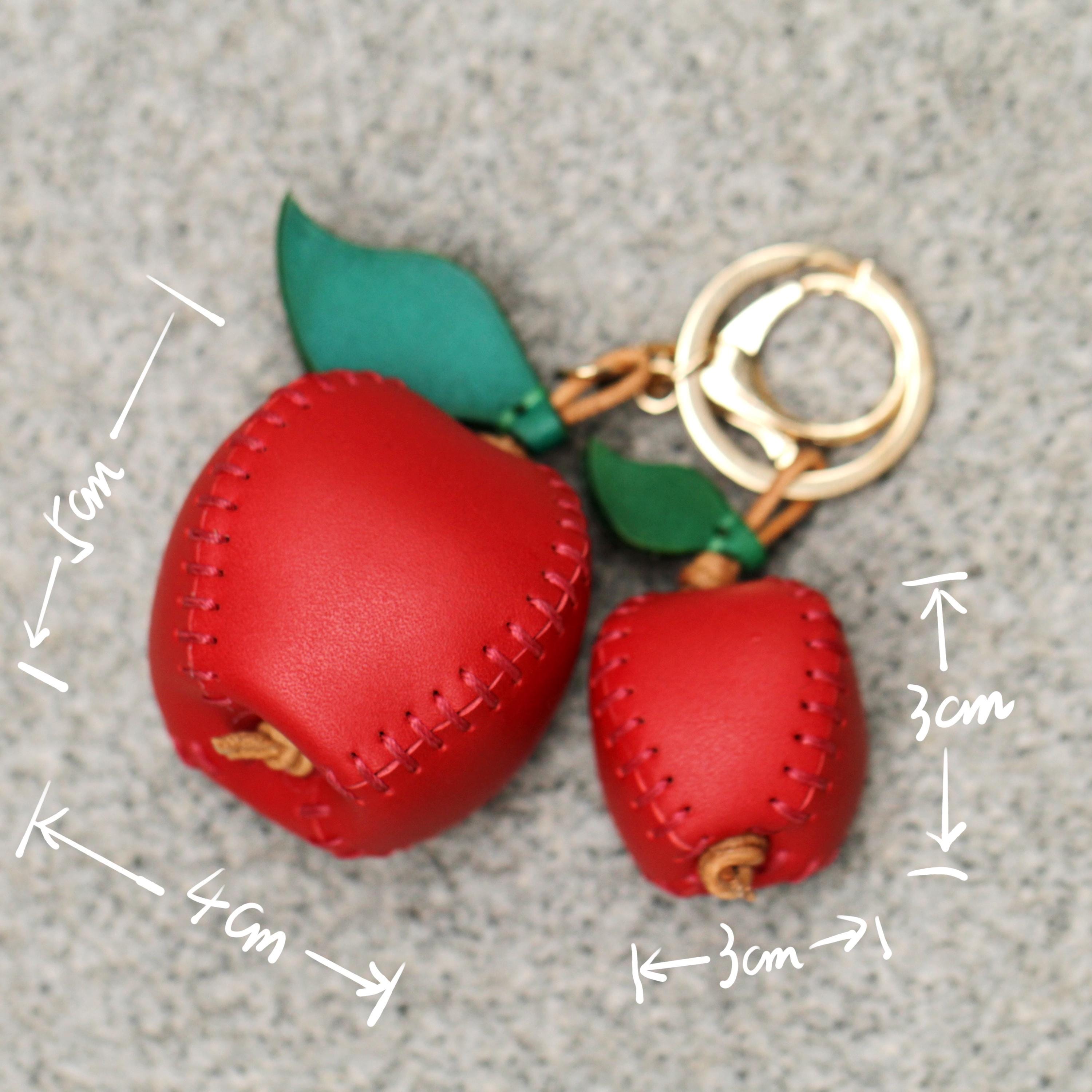Apple Rhinestone Keychain Handmade Leather Red Apple Keychain: Cowhide Bag Charm - Etsy