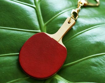 100% Handmade  Mini Ping-pong/Table tennis paddle Leather Keychain  Sports keychain Good Luck Party Favors Gift