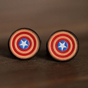 Men&#39;s cufflinks - Vintage Style Cufflinks - The Captain America Design Cufflinks with a gift box