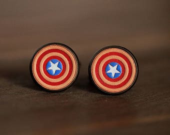 Herenmanchetknopen - vintage stijlmanchetknopen - The Captain America Design-manchetknopen met geschenkverpakking