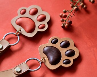 3 portachiavi in pelle con zampa di cane, portachiavi in pelle con ciondolo a forma di zampa, portachiavi unico per collezione commemorativa, regalo commemorativo per borsa, portachiavi con ciondolo a