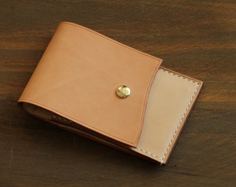 100% Handmade-stitched Vegetable Tanned Leather Wallet Card Case