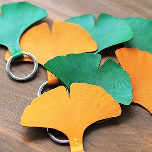 100% Handmade  (Buy One Get One Free) Ginkgo leaf Key chains  Ginkgo leaf Key ring Bag Charm Good Luck Party Favors Gift