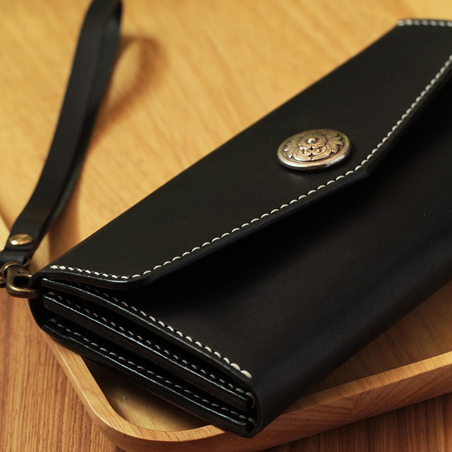 100 Handstitched Vegetable Tanned Leather Wallet Case Etsy