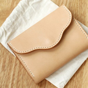 Cartera/tarjetero de piel curtida vegetal 100 % cosida a mano imagen 6