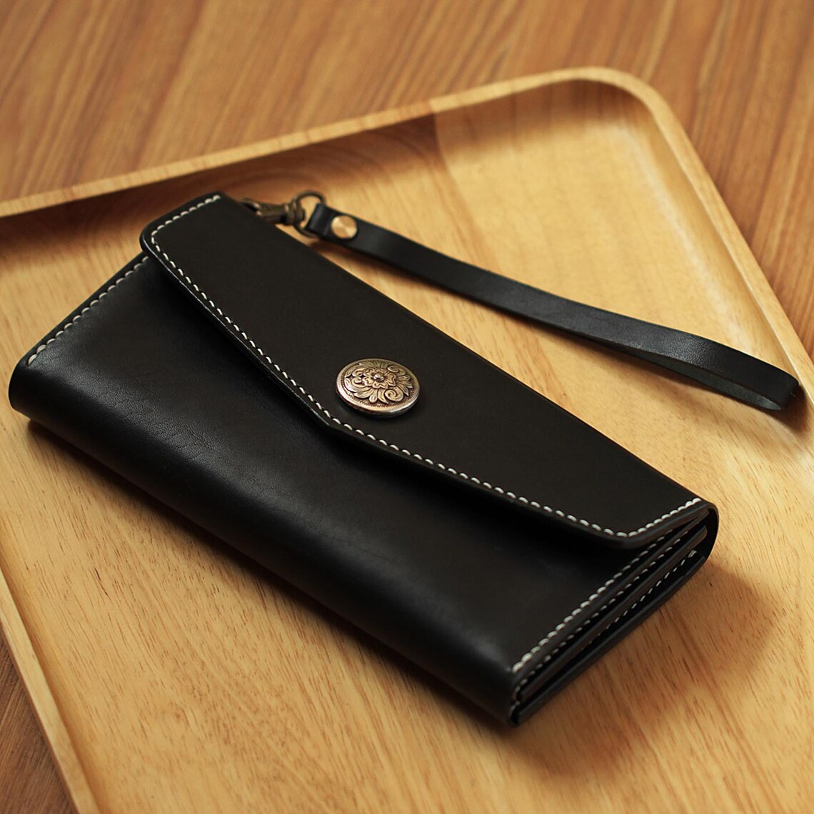 100 Handstitched Vegetable Tanned Leather Wallet Case Etsy
