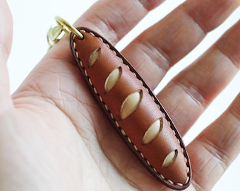 Leather Baguette Keychain, Cute French Bread Bag Charm, Handmade Foodie Gift, Gift for Bread Lovers