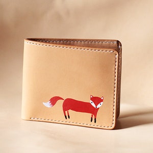 Portefeuille/porte-cartes en renard Lovely 100 % cousu main en cuir au tannage végétal