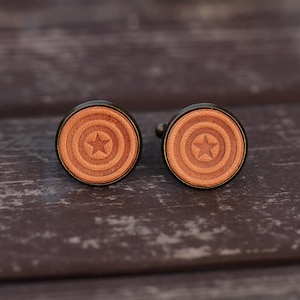 Men&#39;s cufflinks - Vintage Style Cufflinks - The Captain America Design Cufflinks with a gift box