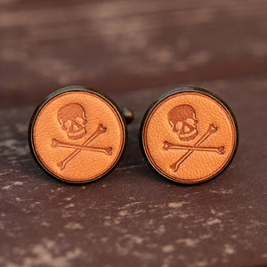 Abotoaduras estilo vintage - Abotoaduras de caveira personalizadas com caixa de presente