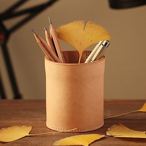 100% Handmade-stitched Leather Makeup Brush Bag Pencil Case Pen case Pen pouch Pen warp Brush holder Vegetable Tanned Leather