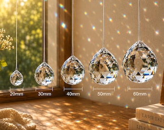 Crystal Suncatcher Prism Ball 20-60mm Faceted Glass Rainbow Maker Window Hanging Chandelier Drop Home Decor Gift