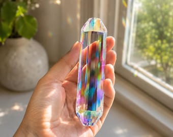 12cm Rainbow Crystal Suncatcher, Faceted Glass Window Prism, Hanging Sun Catcher Decor