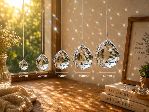 Crystal Suncatcher Prism Ball 20-60mm Faceted Glass Rainbow Maker Window Hanging Chandelier Drop Home Decor Gift