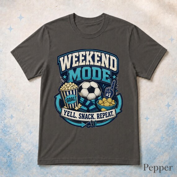 Weekend Mode Yell Snack Repeat Soccer Shirt Funny Football Fan Match Day Tee T Shirt Unisex S-4XL