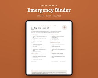 Emergency Binder, Important Documents Organizer, Family Preparedness Plan (PDF)