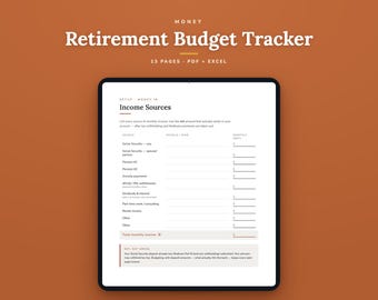 Retirement Budget Planner, Fixed Income Tracker for Retirees (PDF + Excel)
