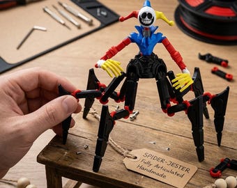 Spider Jester Articulated Figure | Horror Game Desk Toy, Fully Poseable 3D Printed Collectible