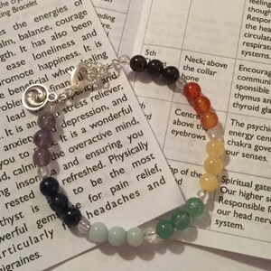 Genuine Semi Precious Gemstone Chakra Bracelet, earings also available to matchi image 1