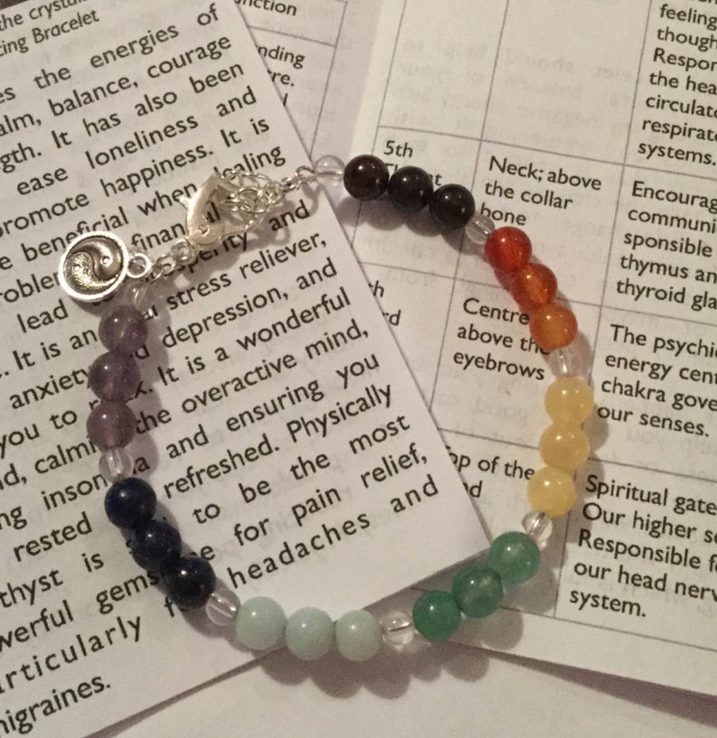 Genuine Semi Precious Gemstone Chakra Bracelet, earings also available to matchi image 1