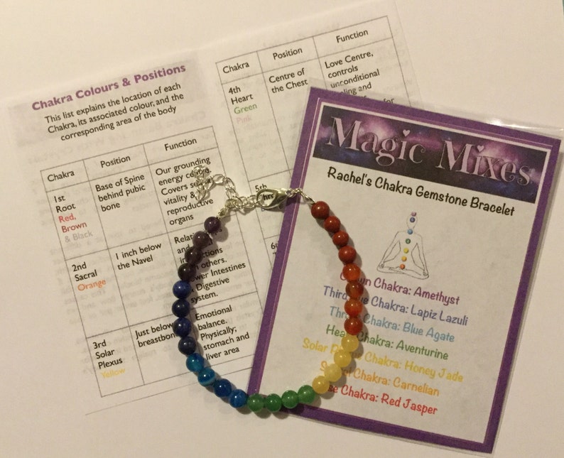 Genuine Semi Precious Gemstone Chakra Bracelet, earings also available to matchi image 2