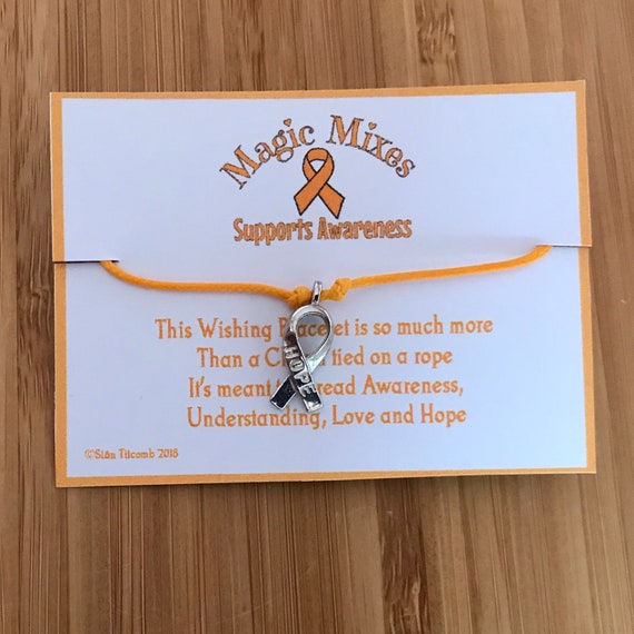 Orange Awareness Bracelet, Wish for Hope, Love and Understanding