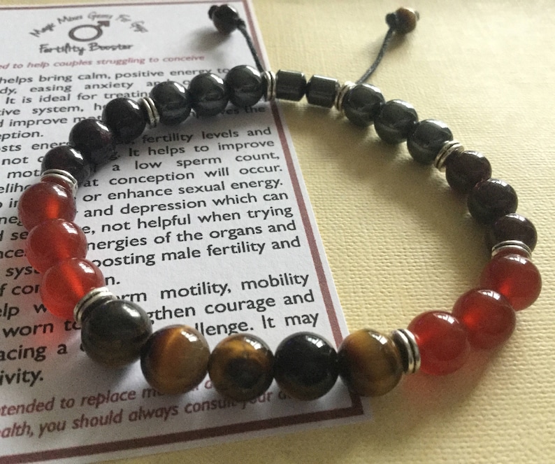 low sperm count poor motility longterm infertility Male Fertility Gemstone Bracelet Gems for Guys Full Bracelet for male infertility