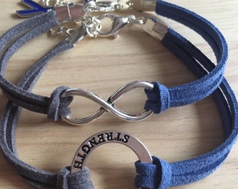 Diabetes Awareness Bracelets, with blue ribbon charm