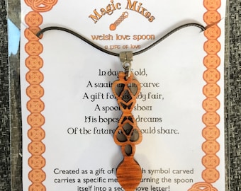 Wooden Lovespoon Pendant Necklace