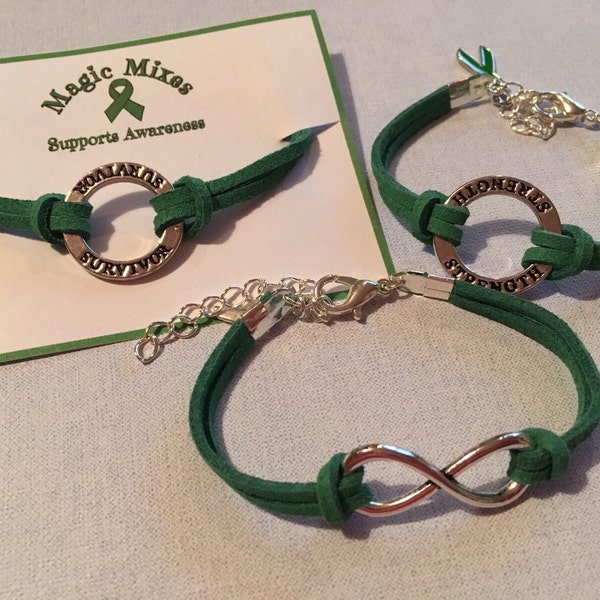 Depression Awareness Bracelet, Green Bracelet Mental Health Awareness, Bipolar  Awareness Bracelet, Green Awareness  Bracelet