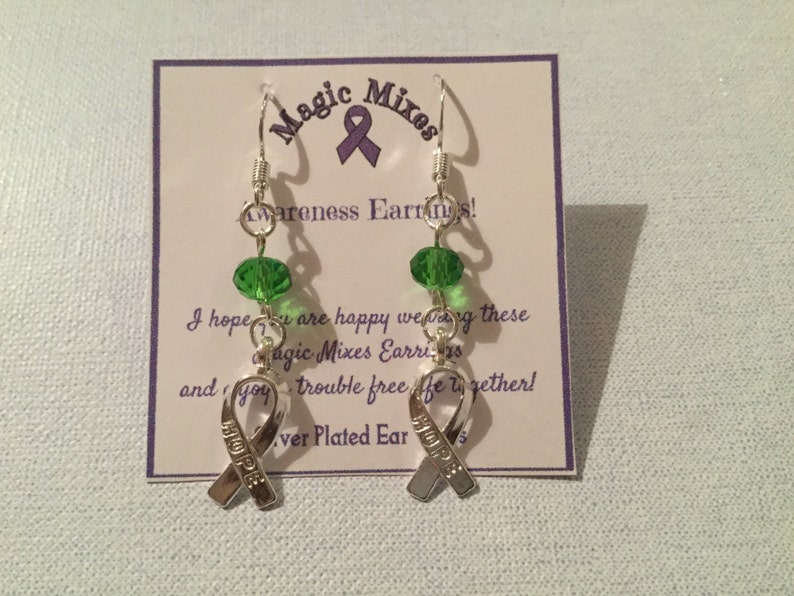 Green Awareness Earrings, Depression Awareness Earrings, 'Hope' earrings image 4