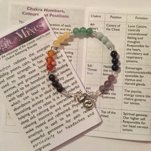 Genuine Semi Precious Gemstone Chakra Bracelet, earings also available to matchi image 4