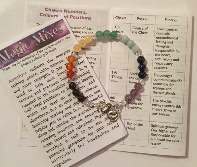 Genuine Semi Precious Gemstone Chakra Bracelet, earings also available to matchi image 4