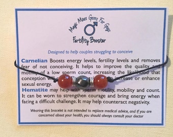 Fertility Gemstones for Guys: Longterm Infertility, Baby Maker Bracelet for male infertility, low sperm count or poor motility