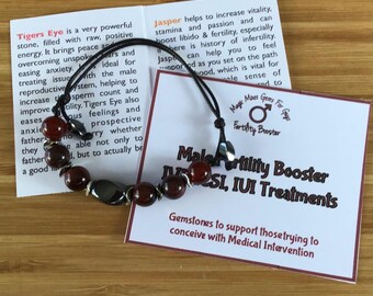 IVF Fertility Gemstones for Guys: IVF Baby Maker Bracelet for male infertility, low sperm count or poor motility, IVF Support