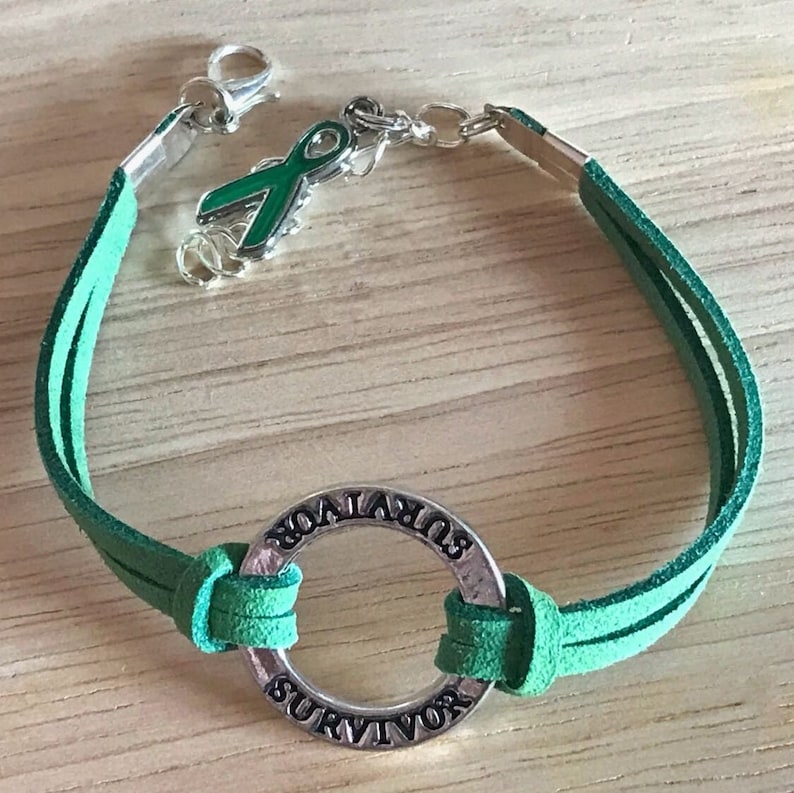 Depression Awareness Bracelet, Green Bracelet Mental Health Awareness, Bipolar Awareness Bracelet, Green Awareness Bracelet image 2