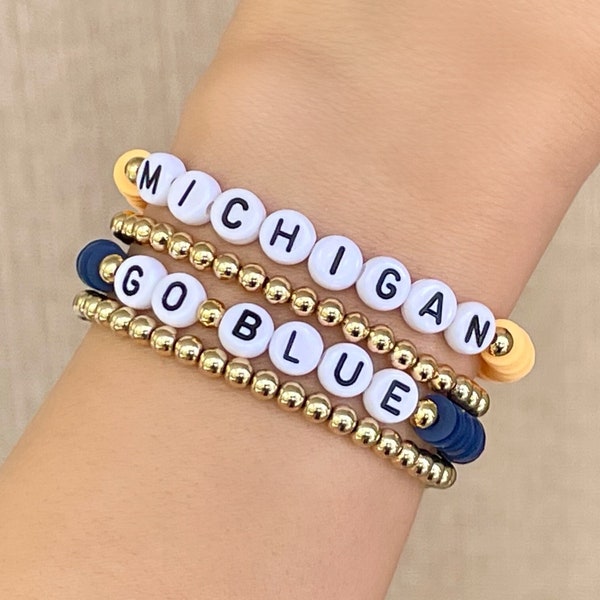 University of Michigan Bracelets, Gameday Jewelry, Michigan Wolverines Jewelry, Michigan Graduation Gift