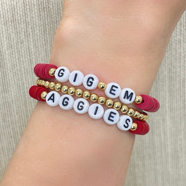 Texas A&M Bracelets, Texas Aggies Gift, Gig Em Bracelet, Graduation Gift, College Gameday University Gifts