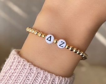 Delta Zeta Bracelet, DZ Jewelry, Custom Sorority Big Little Gifts, Personalized Greek Letter Jewelry