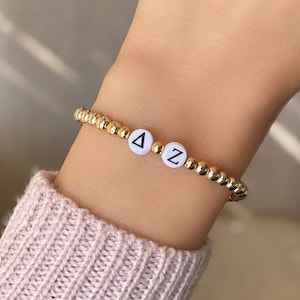 Delta Zeta Gold Bead Bracelet, Custom Sorority Big Little Gifts, Personalized Greek Letter Jewelry