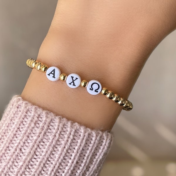 Alpha Chi Omega Bracelet, Custom Sorority Big Little Gift, Personalized Greek Letter Jewelry