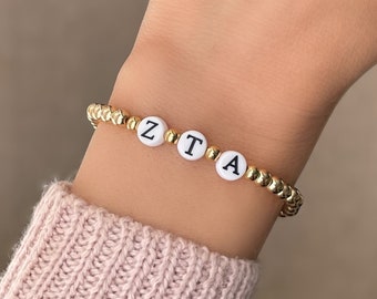 Zeta Tau Alpha Bracelet, Zeta Jewelry, Custom Sorority Big Little Gifts, Personalized Greek Letter Bracelet