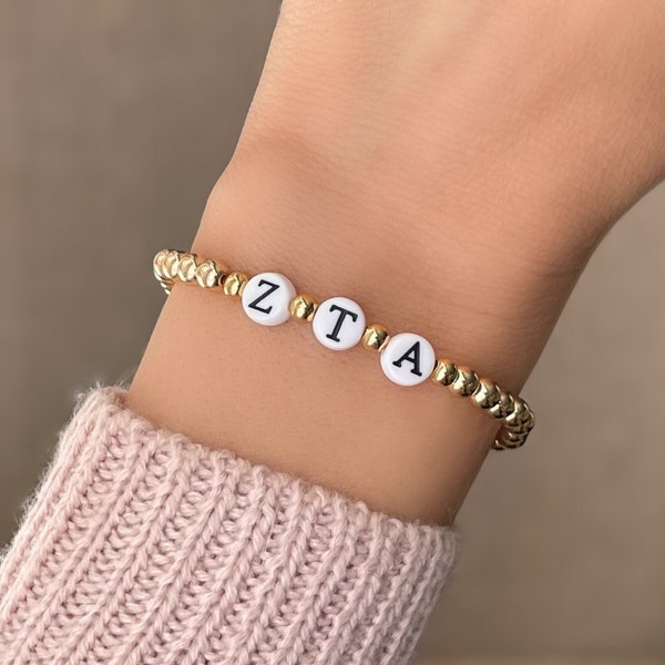 Zeta Tau Alpha Bracelet, Zeta Jewelry, Custom Sorority Big Little Gifts, Personalized Greek Letter Bracelet