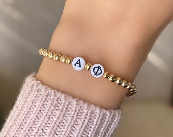 Alpha Phi Bracelet, Alpha Phi Jewelry, Custom Sorority Big Little Gifts, Personalized Greek Letter Jewelry
