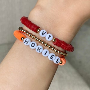 Virginia Tech Graduation Gift, Virginia Tech Gameday Gift for Women, Custom College Jewelry, Personalized Name Bracelets